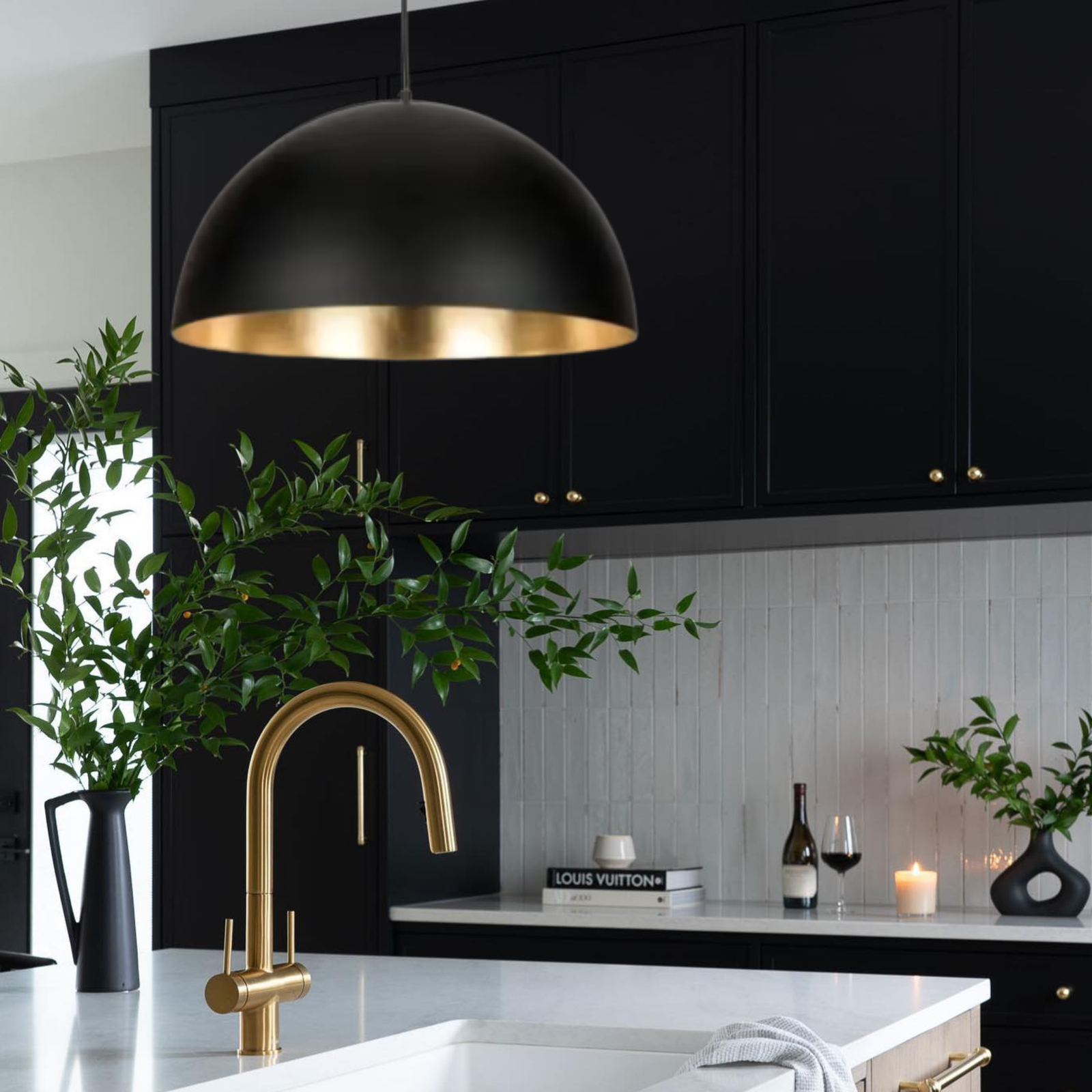 black and gold pendant light