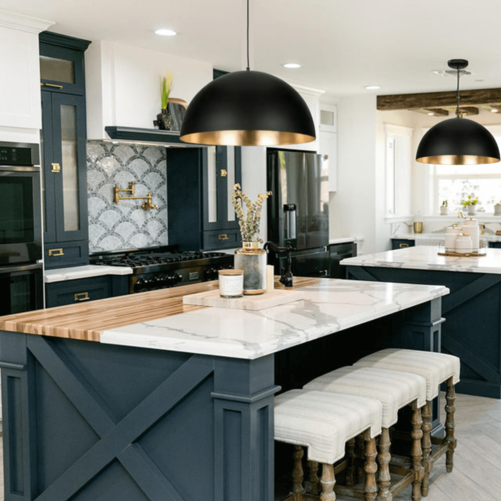 black and gold pendant light