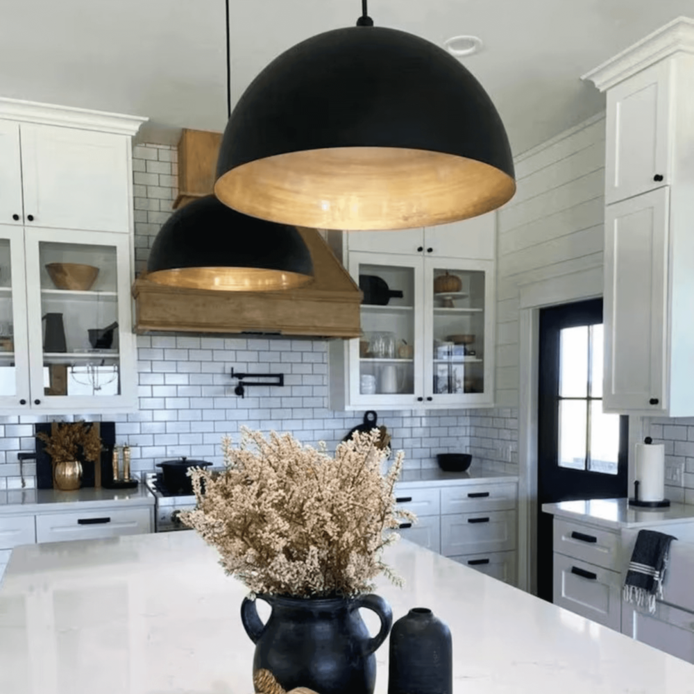 black and gold pendant light