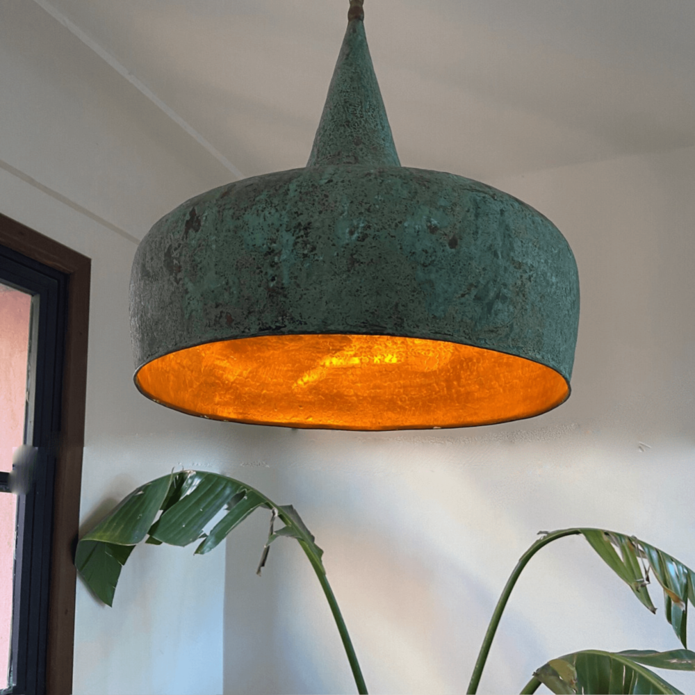 Oxidized Copper Light Fixture For Kitchen Island