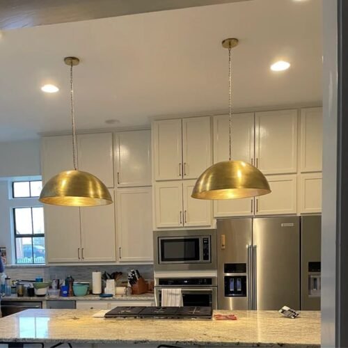 Oversized Brass Dome Pendant Light​ Fixture photo review