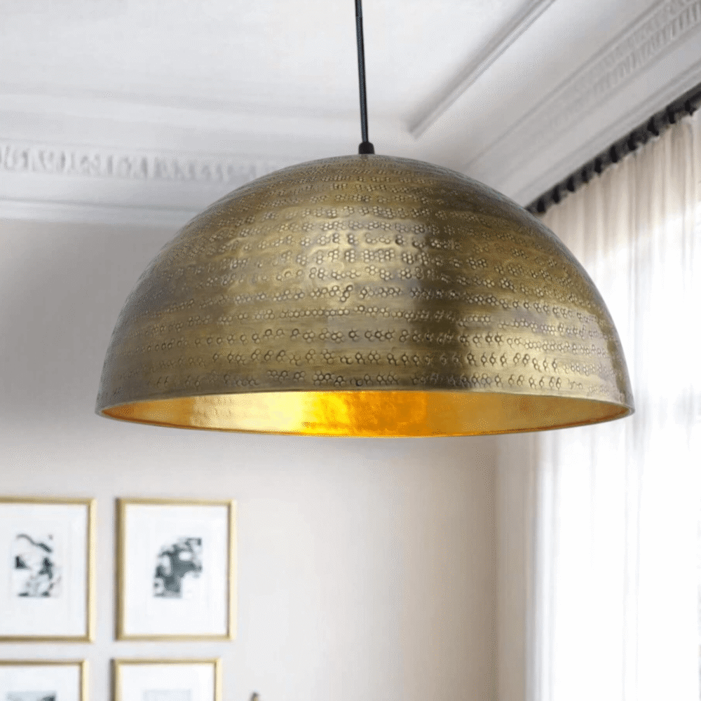 Aged Brass Pendant Light Fixture